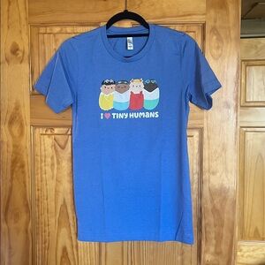 Sky and Oliver “I 🩷 Tiny Humans” Summer Unisex Heather Columbia Blue T-Shirt